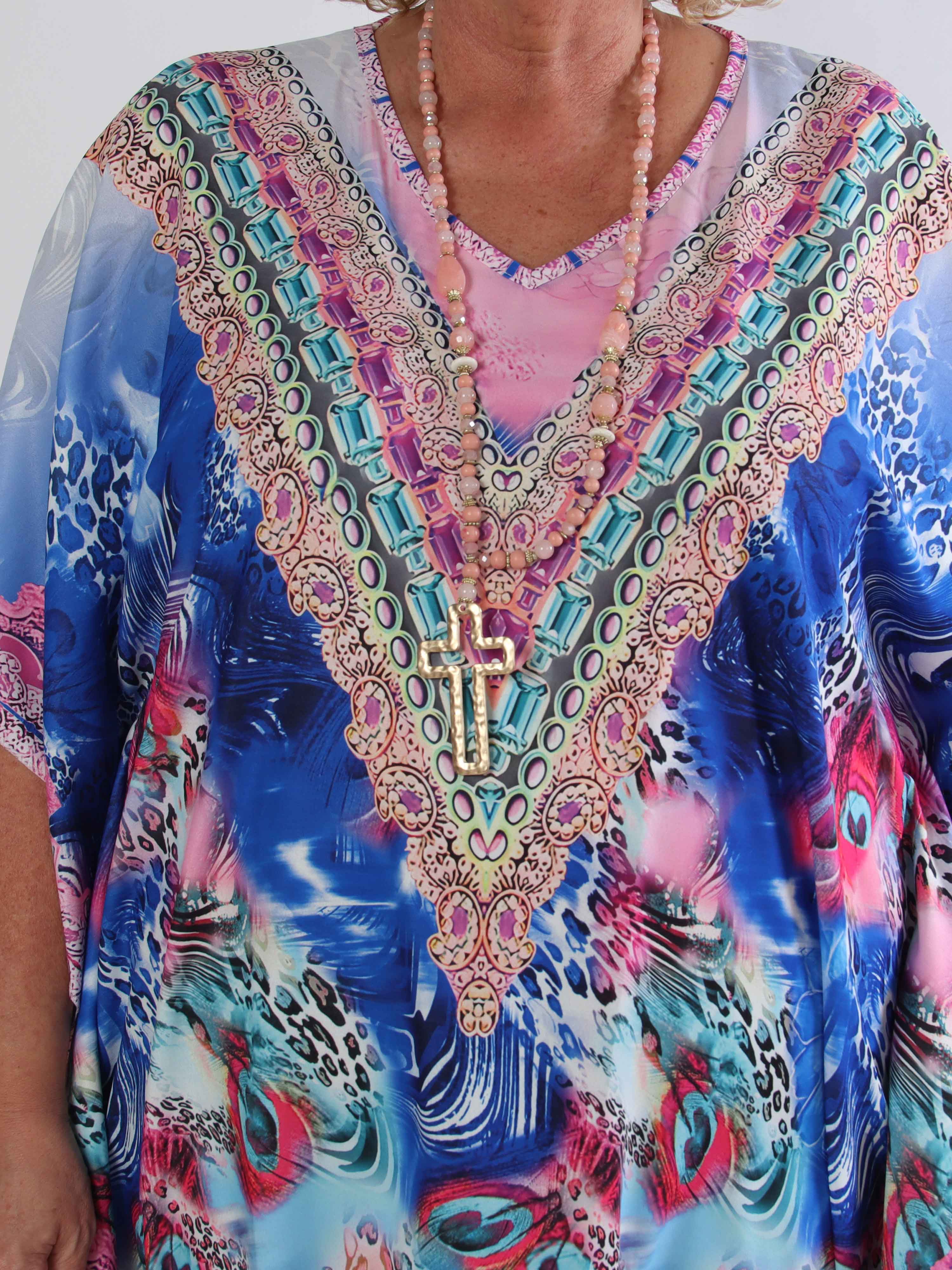 Faye - Plus size tunikakjole i viskose i flerfarvet mønster